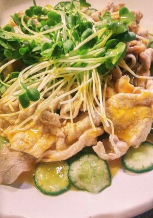 豚しゃぶサラダの！簡単料亭風黄み酢がけ♪-レシピのメイン写真