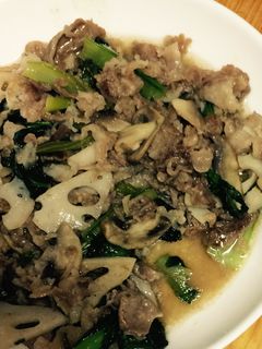 小松菜とレンコン、牛肉の炒め物-レシピのメイン写真