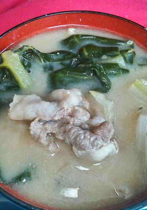 豚こまとフダンソウの味噌汁(白味噌仕立)-レシピのメイン写真