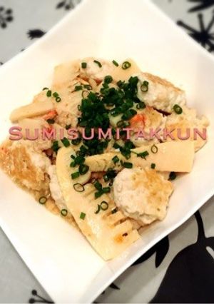 鶏つくねと筍の蟹餡掛け♡-レシピのメイン写真