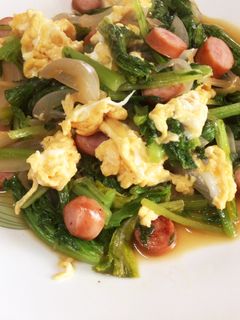 わさび菜とウィンナーの炒め物-レシピのメイン写真