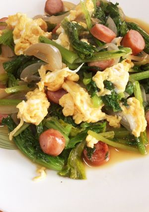わさび菜とウィンナーの炒め物-レシピのメイン写真