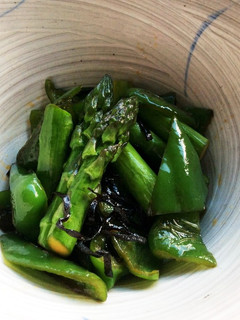 グリーンアスパラとピーマンの麺つゆ炒め-レシピのメイン写真
