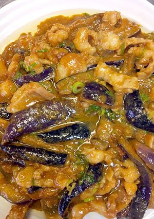 簡単な油不使用ホルモン入り麻婆茄子-レシピのメイン写真