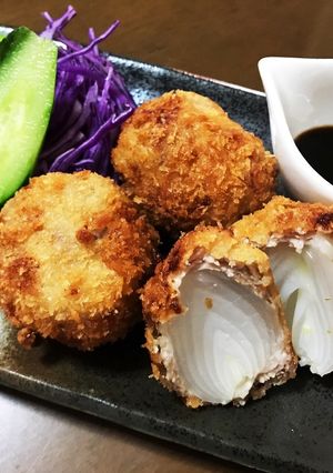 新玉ねぎの丸々とんかつ-レシピのメイン写真