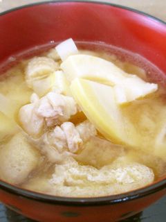 たけのこと鶏皮のお味噌汁-レシピのメイン写真