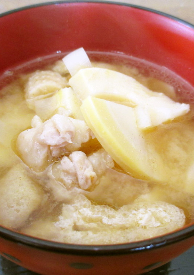 たけのこと鶏皮のお味噌汁-レシピのメイン写真