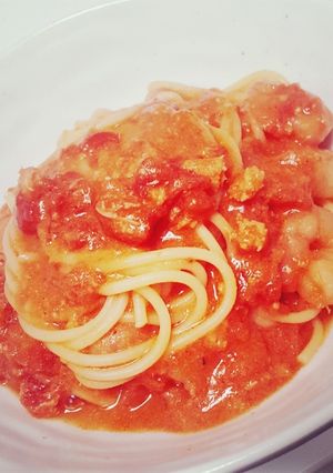 簡単！エビとカニのトマトクリームパスタ-レシピのメイン写真