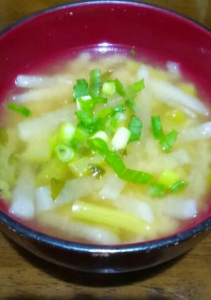 活きの良い大根の葉で!大根と葉の味噌汁-レシピのメイン写真