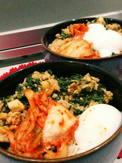 豚ひきとほうれん草、エリンギのスタミナ丼-レシピのメイン写真