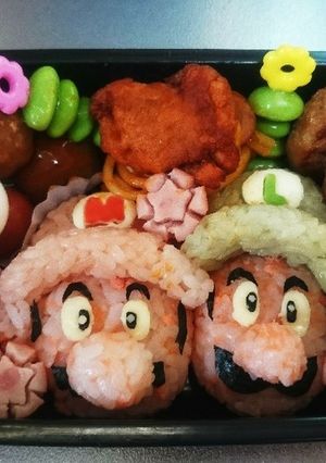 キャラ弁♪マリオとルイージ!ヨッシーの卵-レシピのメイン写真