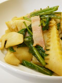 簡単☆タケノコと空芯菜とベーコンの炒め物-レシピのメイン写真