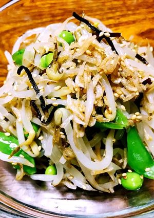 もやしとスナップえんどうの塩昆布あえ♪-レシピのメイン写真