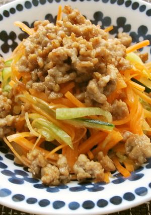 豚ひき肉と千切り野菜のサラダ-レシピのメイン写真