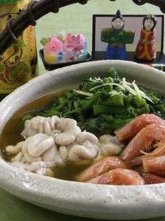 菜花と甘海老、鱈の白子の煮物-レシピのメイン写真