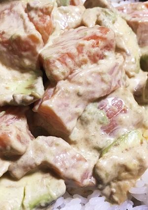 節約飯♪ 簡単味付けサーモンアボカド丼♪-レシピのメイン写真