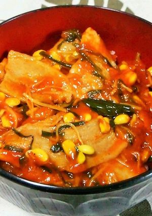 豚ニラ豆もやしの辛味噌あんかけ-レシピのメイン写真