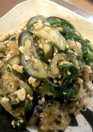 ナスと鳥ひき肉の麻婆春雨-レシピのメイン写真
