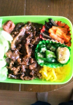 焼肉弁当★プチ３色おかずver★部活-レシピのメイン写真