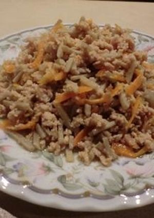 鶏挽肉とごぼうの味噌そぼろ-レシピのメイン写真