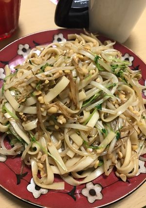 きしめんでもやし納豆焼うどん-レシピのメイン写真