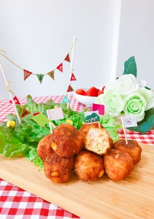 粉豆腐衣のサクッと鮭ベジコーンボール♪-レシピのメイン写真