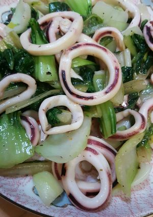 イカとチンゲン菜のバジルソルト炒め❕-レシピのメイン写真