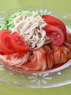 鶏むね肉のトマト棒棒鶏風そうめん-レシピのメイン写真