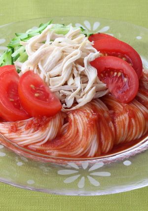 鶏むね肉のトマト棒棒鶏風そうめん-レシピのメイン写真