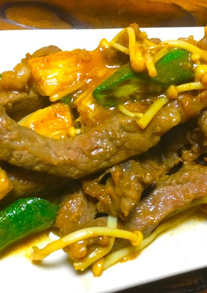 牛ロース肉とオクラとえのきの炒め物-レシピのメイン写真