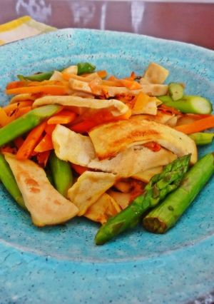 高野豆腐とアスパラの梅オイスター炒め-レシピのメイン写真