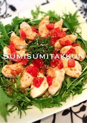 ササミと水菜のサラダ☆トマトドレッシング-レシピのメイン写真