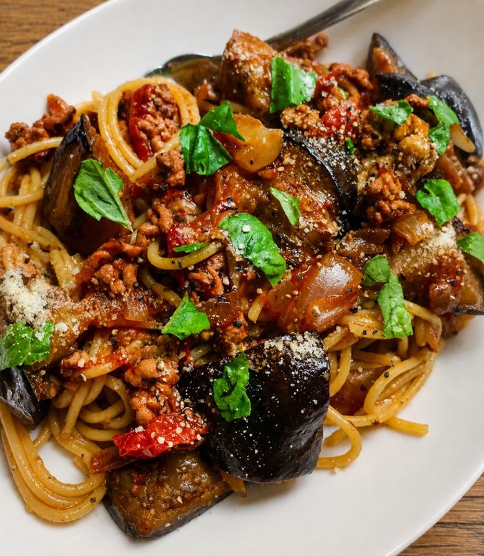 【茄子と挽き肉🍝】生トマトミートパスタ🇮🇹簡単🍆🍅-レシピのメイン写真