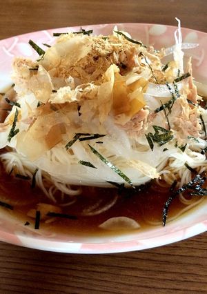 パパッと♡新玉ねぎとツナの冷しそうめん-レシピのメイン写真