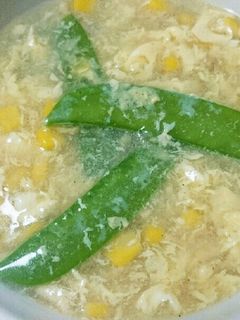 簡単コーンと絹さやのフワトロ中華卵スープ-レシピのメイン写真