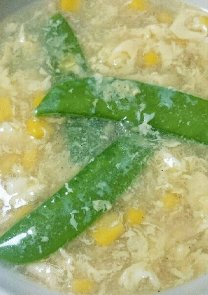 簡単コーンと絹さやのフワトロ中華卵スープ-レシピのメイン写真