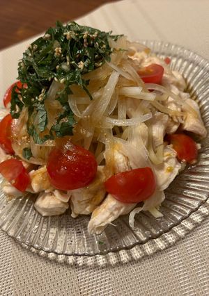 ささみとトマトと大葉と玉ねぎの冷やし中華-レシピのメイン写真