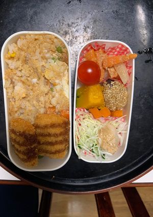 レンジ簡単洋風梅スンドゥブ味炒飯弁当-レシピのメイン写真