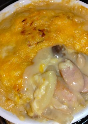 ヤングコーンとソーセージのポテトグラタン-レシピのメイン写真