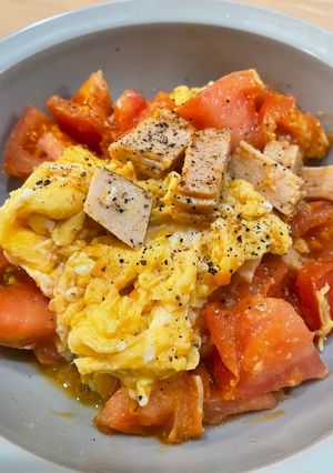 トマトと卵の中華炒め⭐︎ハム入り-レシピのメイン写真