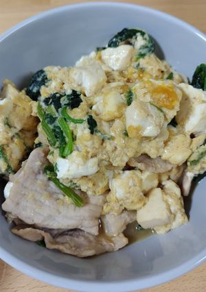 豆腐とほうれん草のオイスターソース卵とじ-レシピのメイン写真