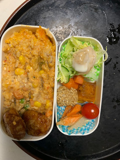 レンジ簡単洋風アジアン焼きそば味炒飯弁当-レシピのメイン写真