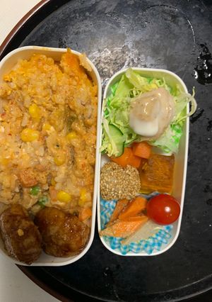レンジ簡単洋風アジアン焼きそば味炒飯弁当-レシピのメイン写真