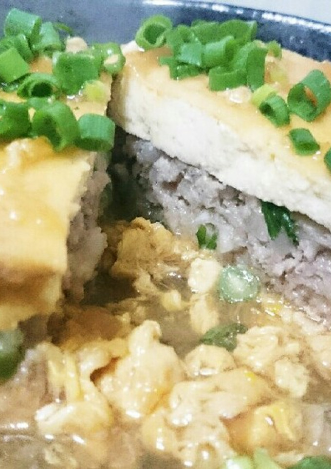 簡単‼挽き肉厚揚げサンドの玉子とじ煮-レシピのメイン写真