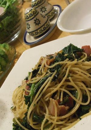 ベーコンとケールの和風バスタ-レシピのメイン写真
