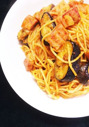 茄子とべーコンのインスタントパスタ-レシピのメイン写真