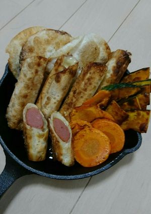 フライパンで簡単、餃子の皮おつまみ！-レシピのメイン写真