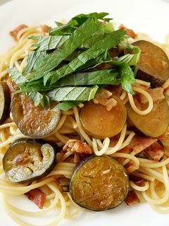 大葉が香る!茄子とベーコンのパスタ-レシピのメイン写真