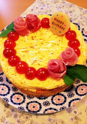 誕生日やクリスマスに♡オムライスケーキ-レシピのメイン写真