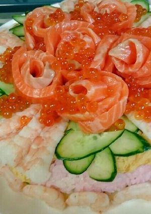 ひな祭りやお祝いに♥ちらし寿司ケーキ-レシピのメイン写真